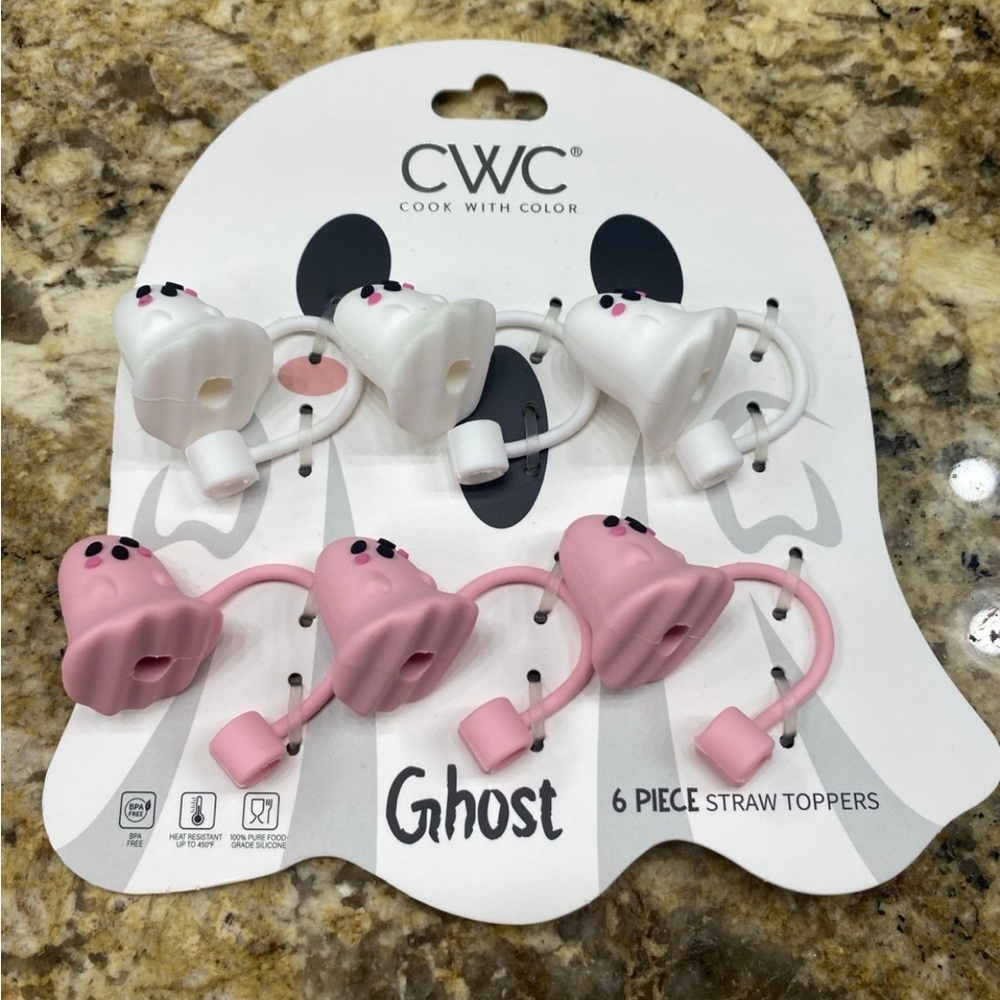 CWC Ghost spooky halloween straw toppers - set of 6 - Brand New